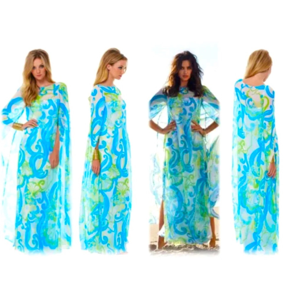 NWT🩵LILLY PULITZER 4 KINGSTON MAXI CAFTAN CRYSTAL COAST GRAIL FIND!!!🩵 - Picture 6 of 13
